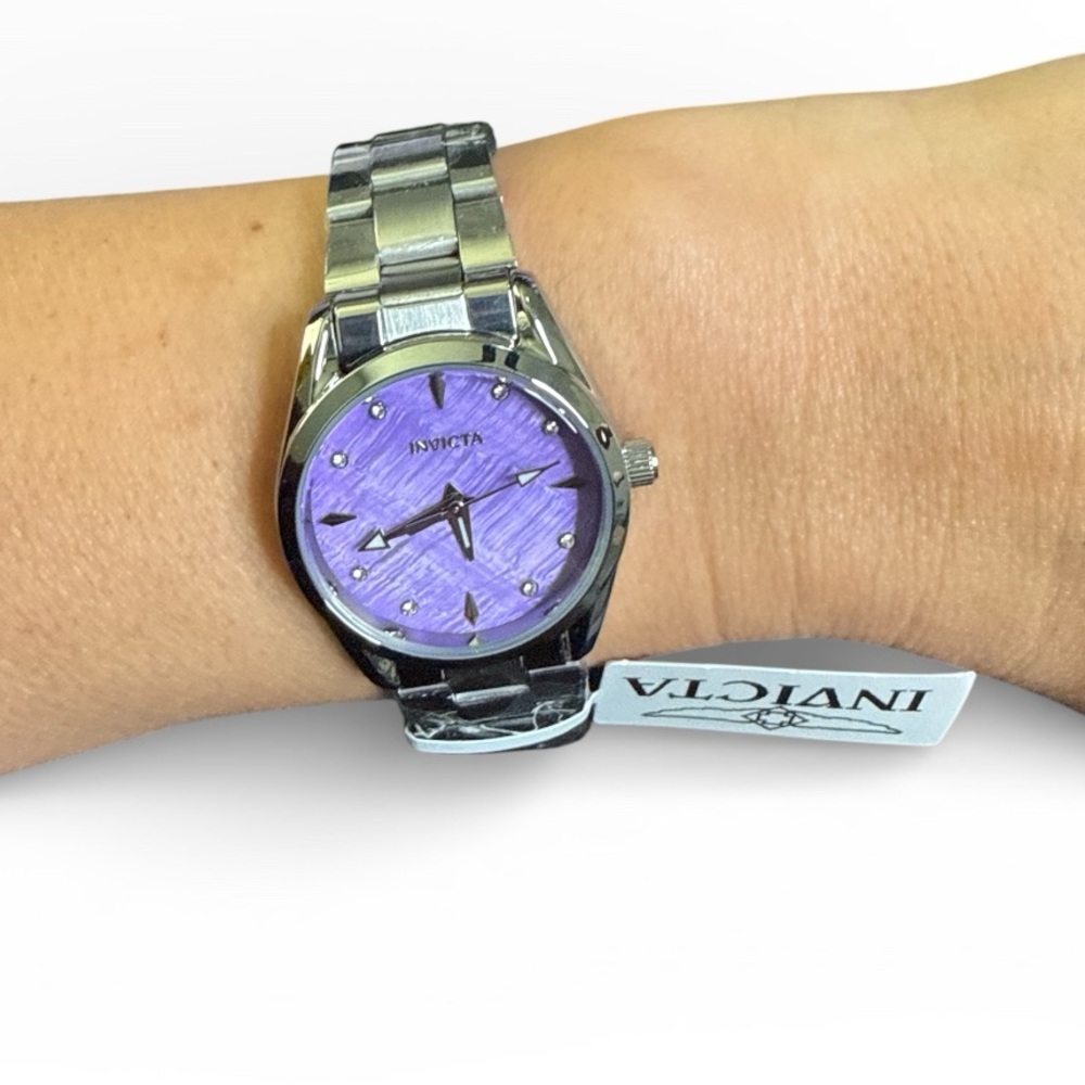 Invicta Silver Watch with Purple Dial
